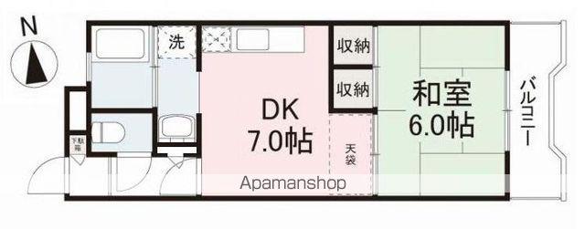 六本木ハイツ(1DK/1階)の間取り写真