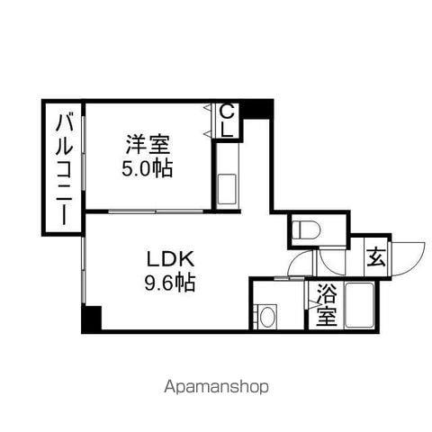 レジディア桑園(1LDK/3階)の間取り写真