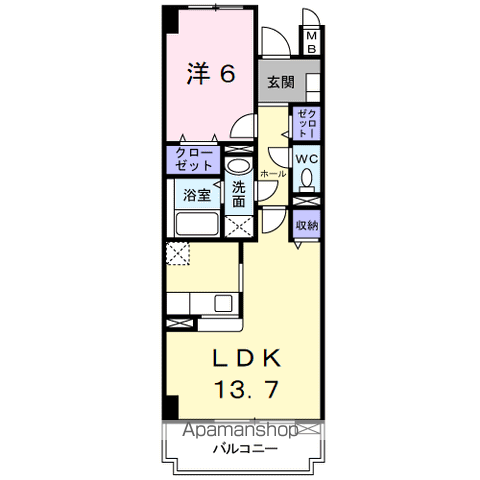 コーディアル さくら(1LDK/3階)の間取り写真