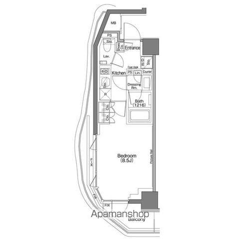 ザ・パークハビオSOHO祐天寺(1K/3階)の間取り写真