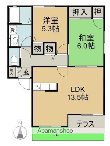 メモリーステージB棟(2LDK/1階)の間取り写真