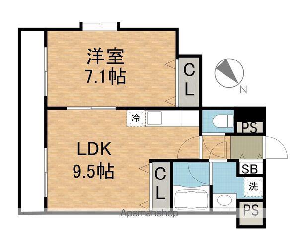 PROVIRT子平町(1LDK/2階)の間取り写真