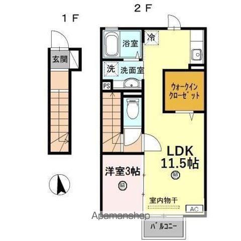ラ・ポート・イースト(1LDK/2階)の間取り写真