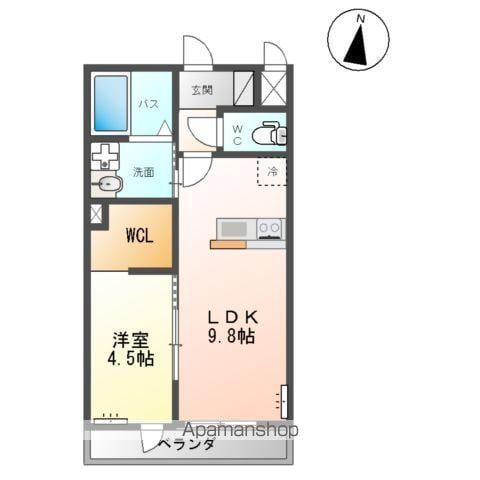 INFIELD D (1LDK/2階)の間取り写真