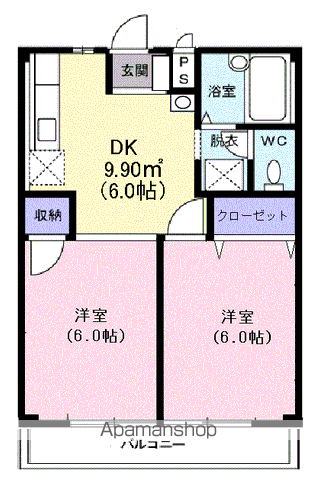 シティハイツ佐藤B(2DK/1階)の間取り写真