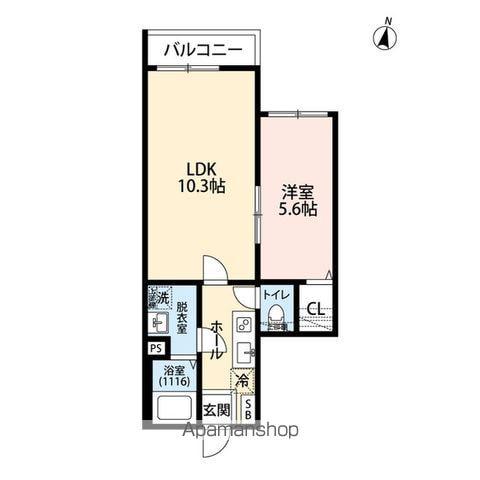 エクセラン柴崎町(1LDK/3階)の間取り写真