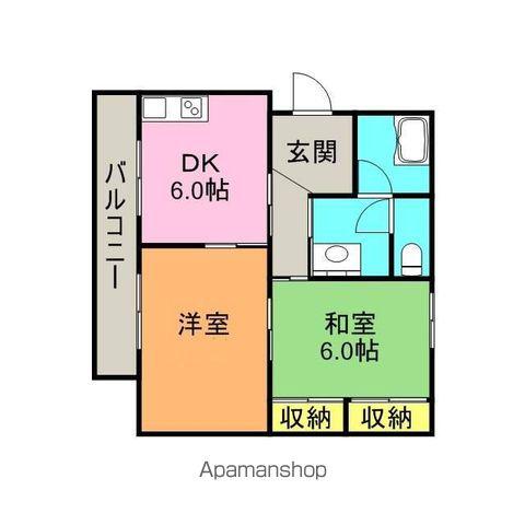 グリンコーポ桑野(2DK/3階)の間取り写真