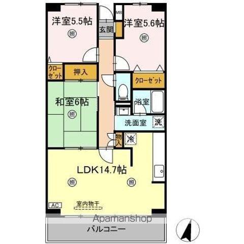 ルーチェ緑が丘A棟(3LDK/2階)の間取り写真