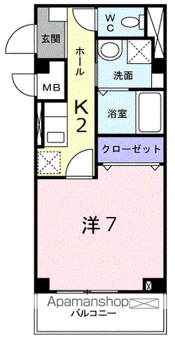 フィデールK(1K/3階)の間取り写真