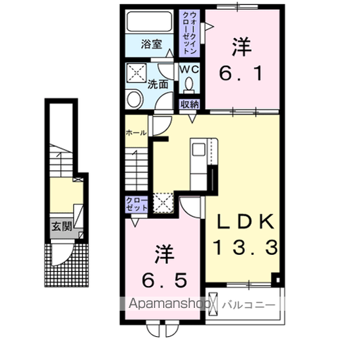 HAPPINESS HOUSE(2LDK/2階)の間取り写真