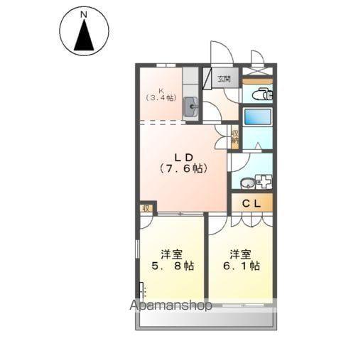 アザレアK(2LDK/1階)の間取り写真