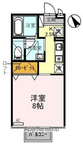 ロズウェル(1K/2階)の間取り写真