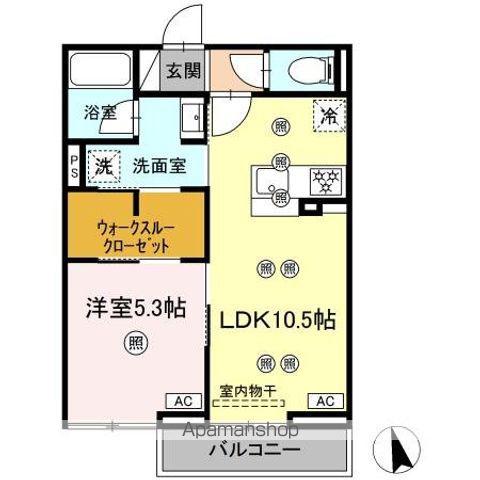 ディアライズ河内(1LDK/2階)の間取り写真