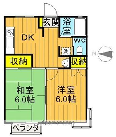 エスポワールⅡ(2DK/1階)の間取り写真