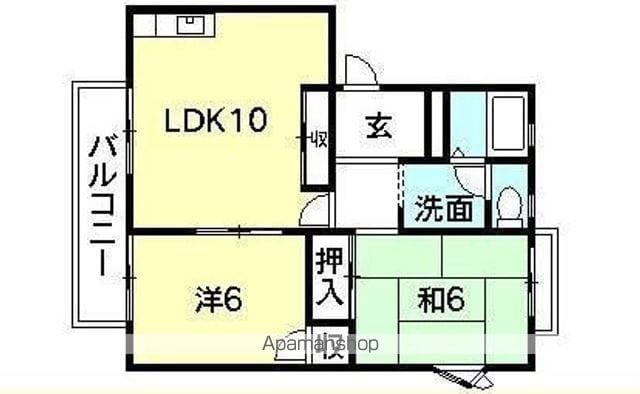 フレグランスHAMADA(2LDK/2階)の間取り写真