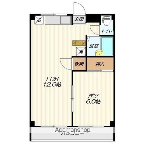 日光マンション(1LDK/3階)の間取り写真