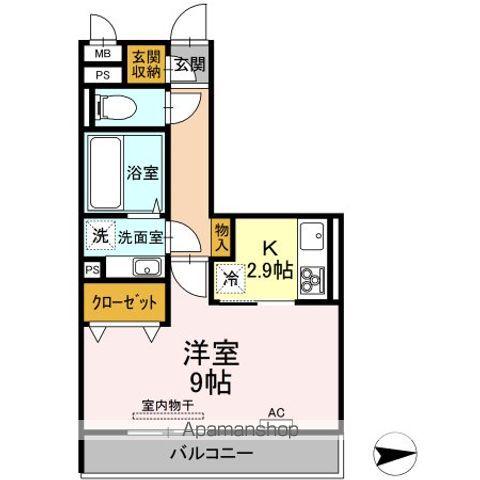 ファグタル(1K/2階)の間取り写真