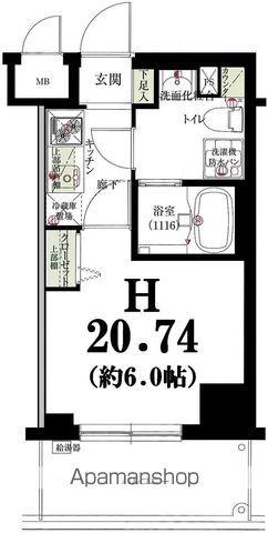 グリフォーネ横浜・伊勢町弐番館(1K/2階)の間取り写真