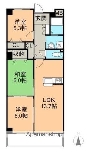パル住吉(3LDK/3階)の間取り写真