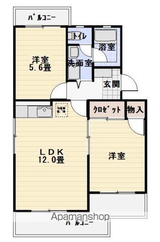 パークフロント(2LDK/1階)の間取り写真