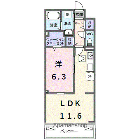 ベル ハイネス(1LDK/1階)の間取り写真