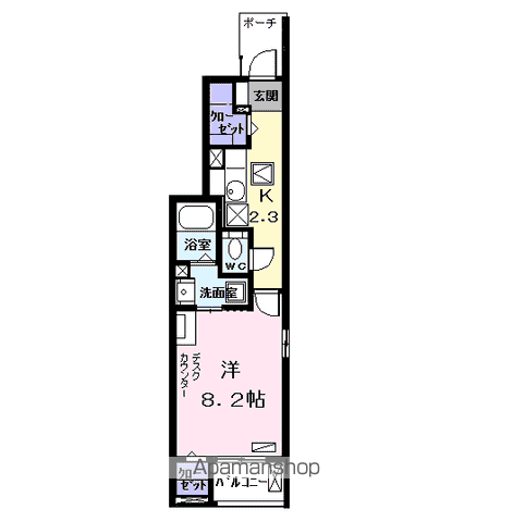 バーベナ(1K/1階)の間取り写真
