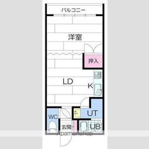 黄金マンション(1DK/2階)の間取り写真