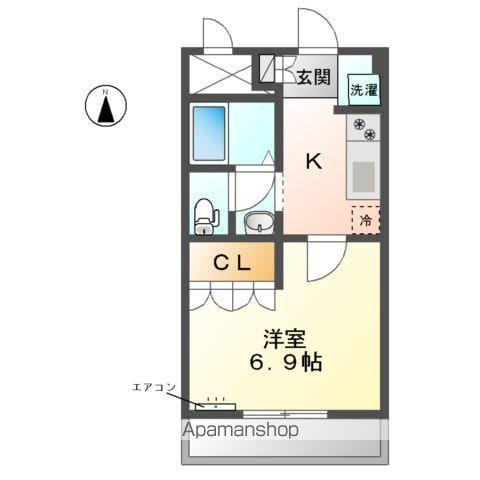 レジデンスCK(1K/2階)の間取り写真
