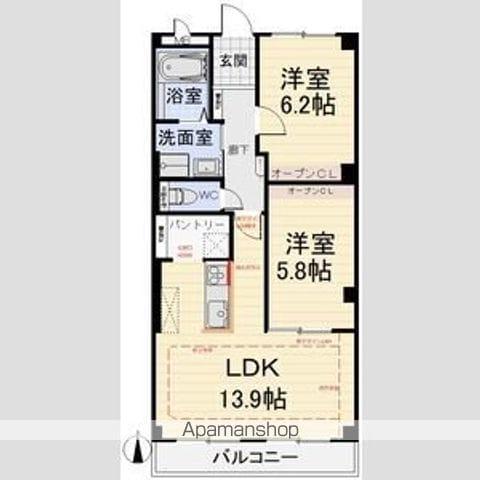 ビバリーヒルズ(2LDK/1階)の間取り写真