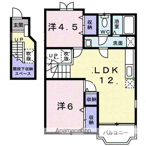 サンパティークB(2LDK/2階)の間取り写真