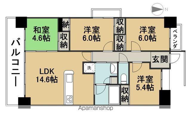 アベニュー木田(4LDK/4階)の間取り写真