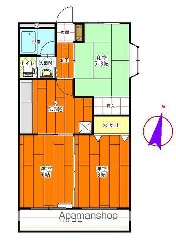 エクレーヌ竜王(3DK/1階)の間取り写真