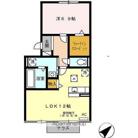 ウエストウイング(1LDK/3階)の間取り写真