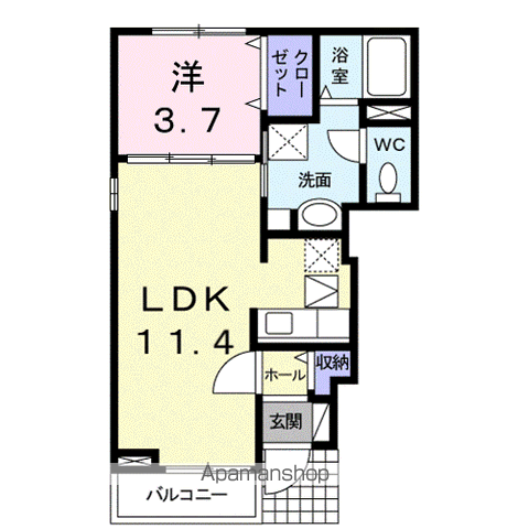 エテルノ(1LDK/1階)の間取り写真