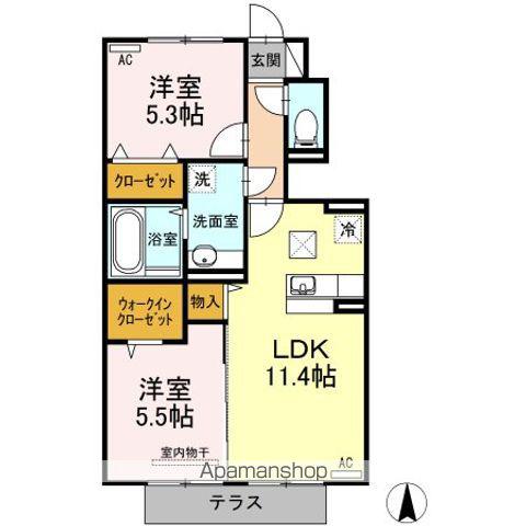 エスポアール・タカムラⅢ A棟(2LDK/1階)の間取り写真