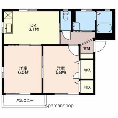 ディアスイーストA・B(2DK/1階)の間取り写真