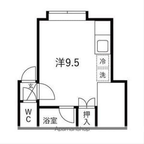 ルミエール川沿B(ワンルーム/1階)の間取り写真