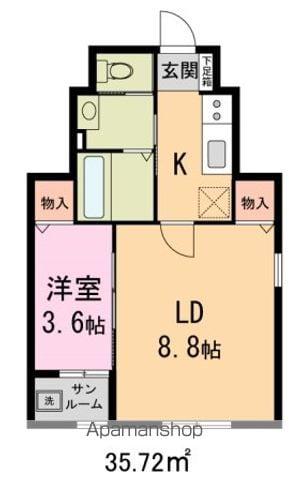 FERIO万代(1LDK/1階)の間取り写真
