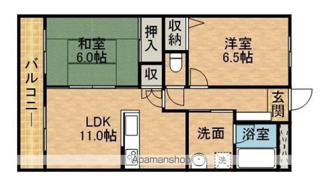 フェリス南平(2LDK/3階)の間取り写真