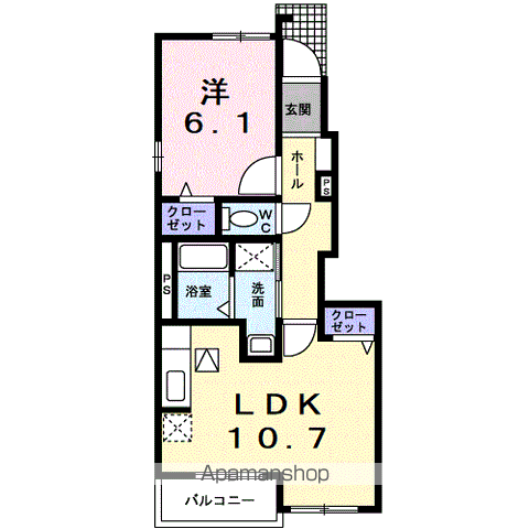 TSウェーブ(1LDK/1階)の間取り写真