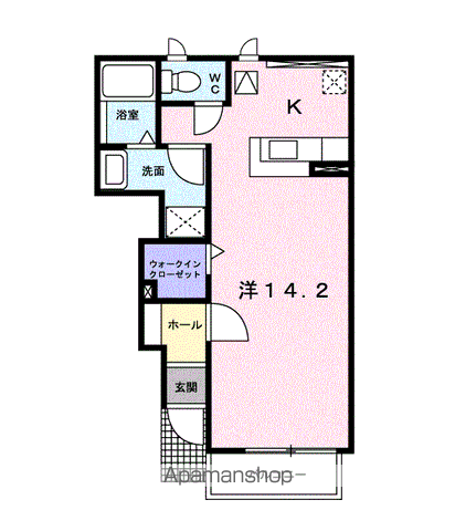 ネムス C(1K/1階)の間取り写真