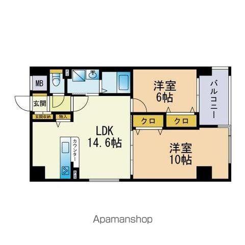 藤8番館(2LDK/9階)の間取り写真
