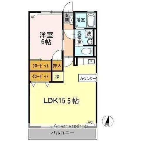 サンヴェールB(1LDK/2階)の間取り写真