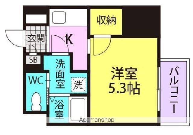 フォーリアライズ昭和南通1(1K/2階)の間取り写真