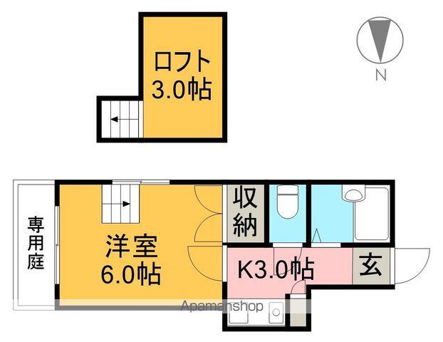 ミニミニ中久万(1K/1階)の間取り写真