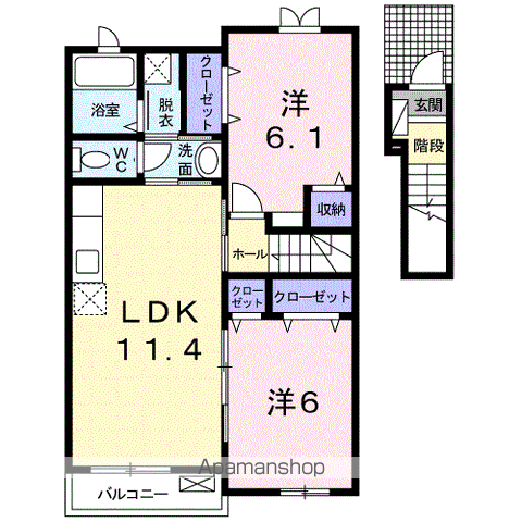 アンジュ・アームス(2LDK/2階)の間取り写真