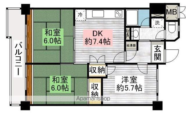 川越駅前脇田ビル(3DK/7階)の間取り写真
