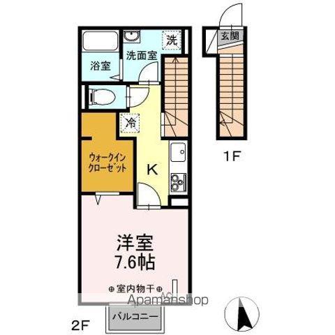 ノーブル(1K/2階)の間取り写真