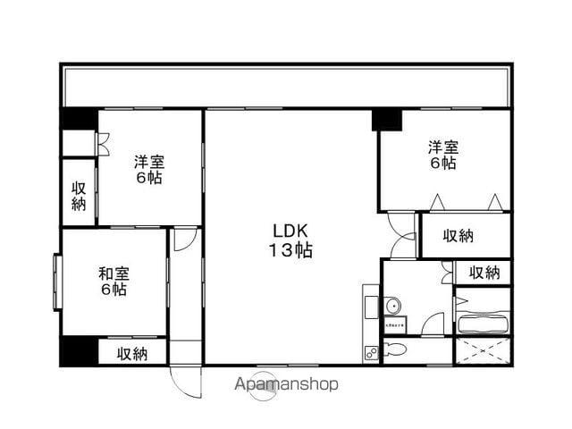 つるみサンクビル(3LDK/3階)の間取り写真