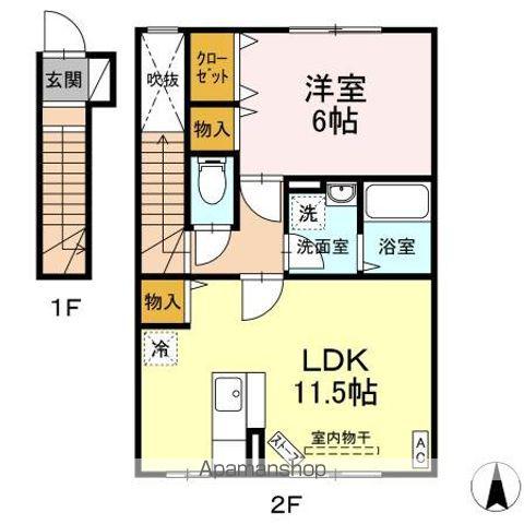 パークサイド早稲田 A(1LDK/2階)の間取り写真